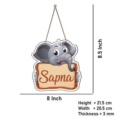 Elephant Cute Animal Wooden Wall Hanging Customized With Name Kids Room, Living Room, Home Decor Birthday Gift For Kids